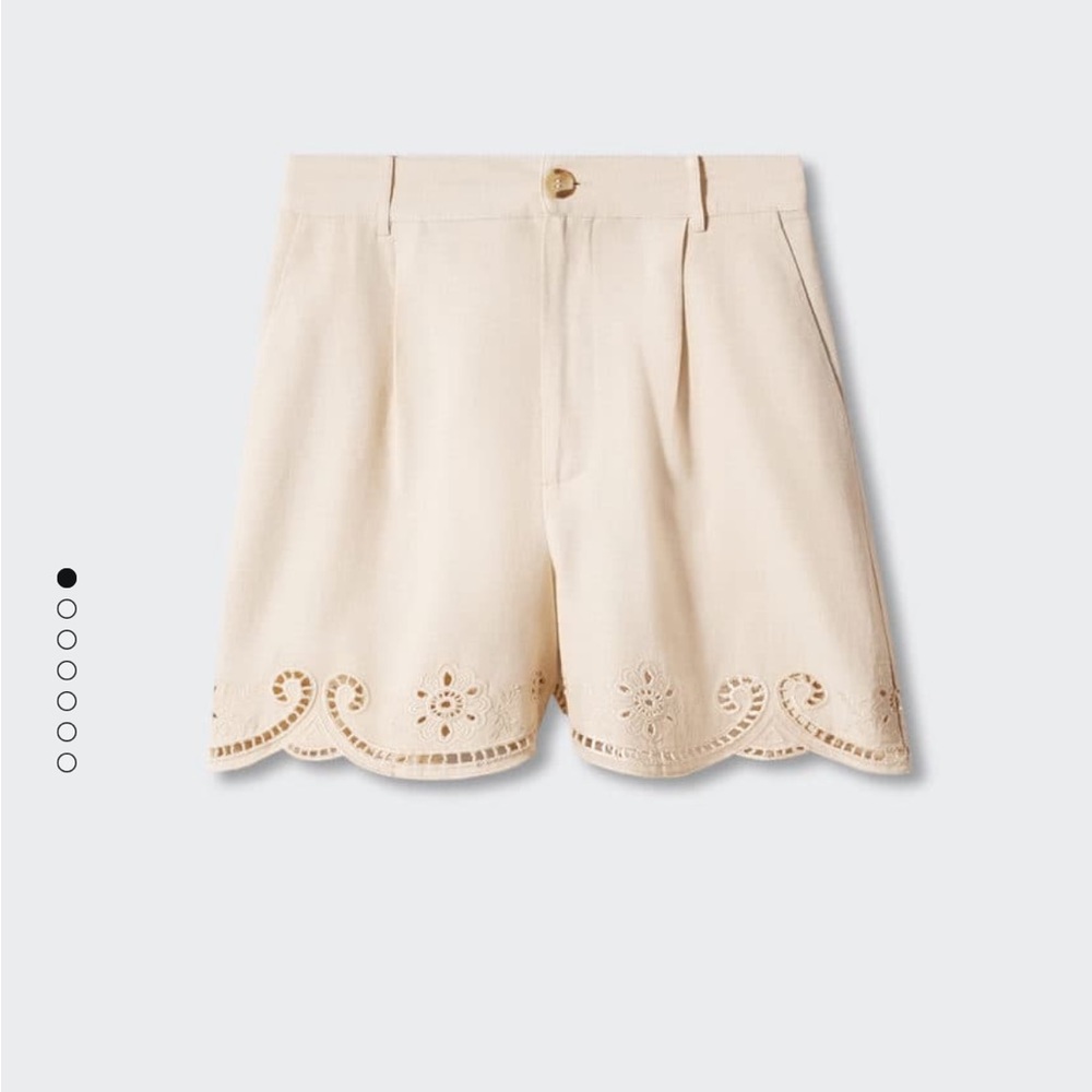 Embroidered openwork shorts Mango NWT, Ecru linen eyelet shorts